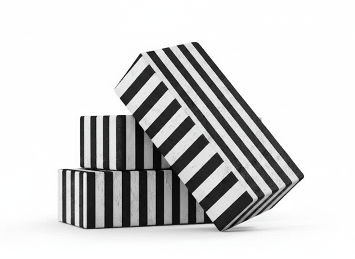 Three magical black and white bricks